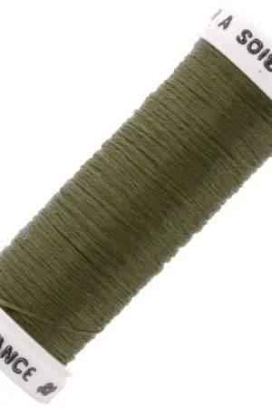 Spedizione Espresso Fil à broder de soie ovale pour broderie traditionnelle - Kaki (3735) x30m