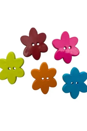 Bottone Decorativo in Plastica | Forma Fiore | 2 Fori | 3 cm | Prezzo per Singolo Pezzo Popolare