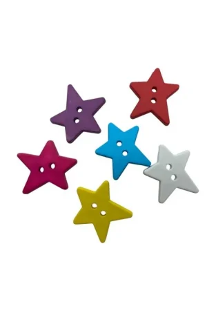 Super Prezzo Bottone Decorativo in Plastica | Forma Stella | 2 Fori | 3 cm | Prezzo per Singolo Pezzo