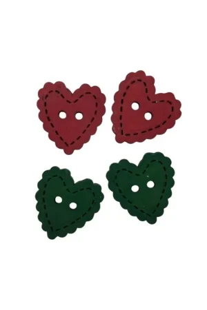 Bottoncino decorativo in plastica Cuore stondata tratteggiata 2 fori – 18 mm Nuovo Arrivo