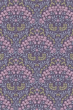 Tilda Sanctuary Larissa Eggplant, Tessuto Blu Melanzana con intreccio di fiori Esclusivo