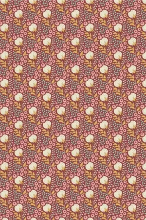 Offerta Lampo Tilda Sanctuary Cottonfield Maroon, Tessuto Rosso Bordeaux con fiori di cotone