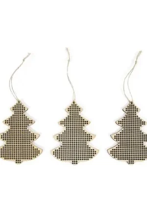 Kit di ornamenti da ricamare - 3 alberi di Natale traforati da ricamare - DMC Di Tendenza