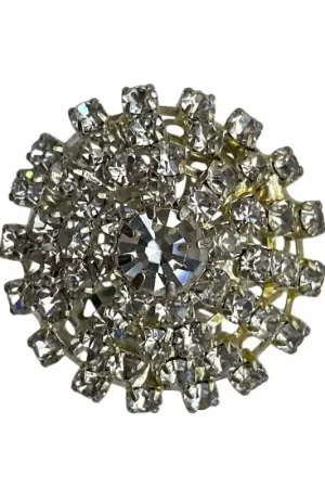 Bottone Gioiello – Metallo Strass Argento Lineato – Ø 23 mm Miglior Prezzo