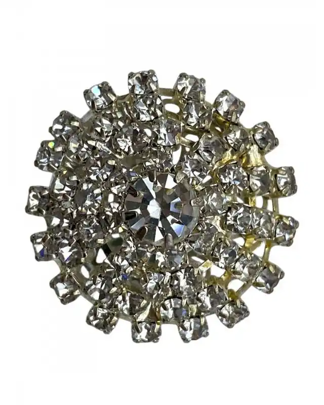 Bottone Gioiello – Metallo Strass Argento Lineato – Ø 23 mm Miglior Prezzo