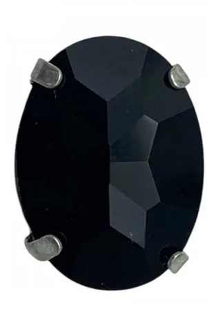 Quantità Limitata Cabochon Nero – 13×10 mm – Cucibile – Montatura Argento