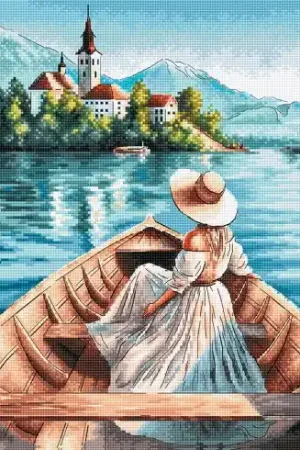 kit ricamo a punto croce - La Signora del lago di Bled - Ava Subito Disponibile