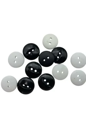 Bottone Tondo Piatto Bombato Ø 18 mm – Linea 28 – Plastica – 2 Fori Vendita Finale