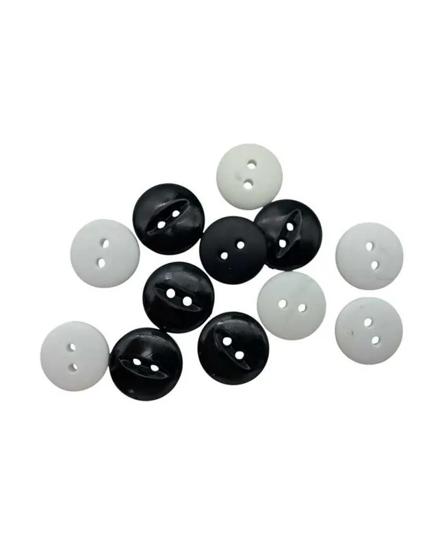 Bottone Tondo Piatto Bombato Ø 18 mm – Linea 28 – Plastica – 2 Fori Vendita Finale