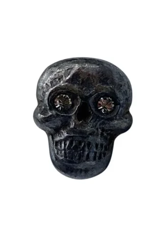 Bottoncino Teschio Metallo Canna di Fucile – Ø 13 mm – con Occhi Strass Offerta Lampo