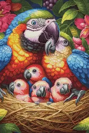 kit ricamo a punto croce - Famiglia colorata - Nova Sloboda Offerta Lampo