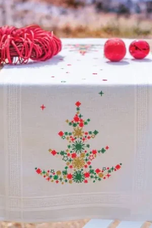 Kit runner da ricamare - Albero di Natale con decorazioni - Vervaco Acquista Ora