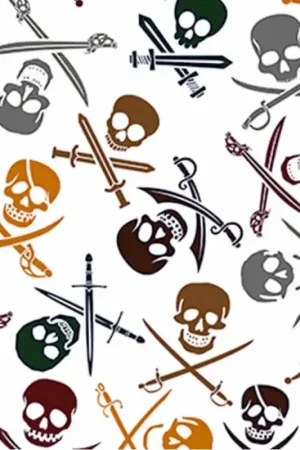 Tessuto in cotone - Teschi Marroni Popolare