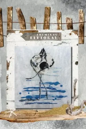 Economico Foglio di punto croce - Avocetta in blu - Isabelle Haccourt Vautier