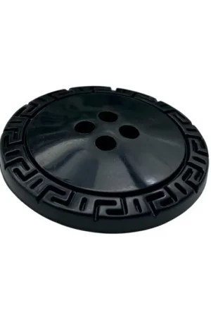 Bottone Tondo Nero Lineato 48 | Ø 3 cm | 4 Fori con Greca Prezzo Ridotto