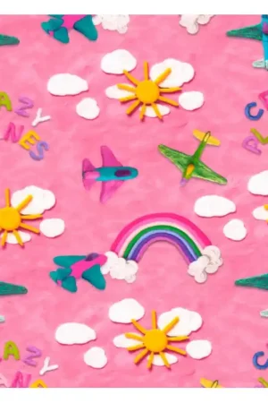 Economico Tessuto in cotone - Biplano Rosa