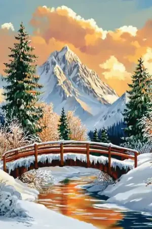 Kit ricamo diamante su telaio - Ruscello nella foresta in inverno - Art City Pagamento Sicuro