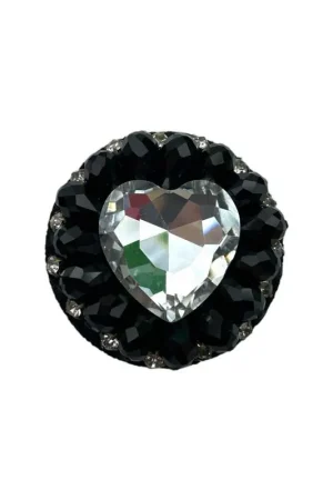 Applicazione Strass Cuore Nero con Pietre 5 cm Quantità Limitata
