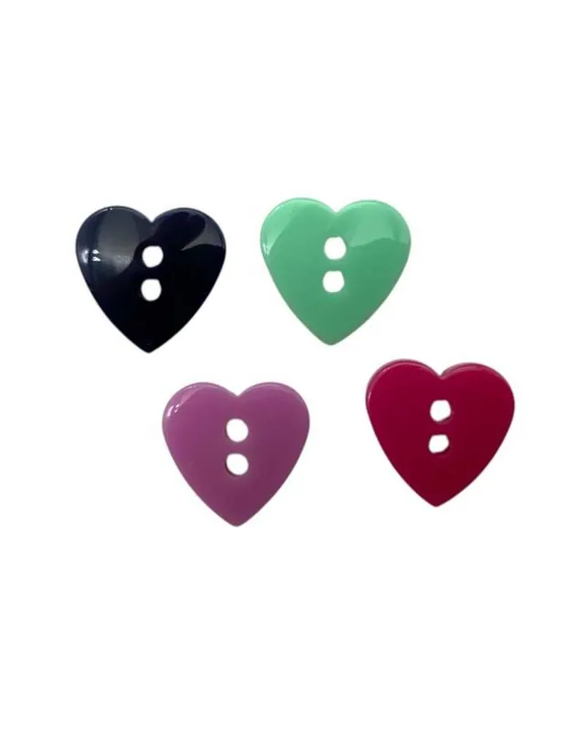 Subito Disponibile Bottone Bombato in Poliestere 11 Mm Forma Cuore 2 Buchi – 1 Pezzo