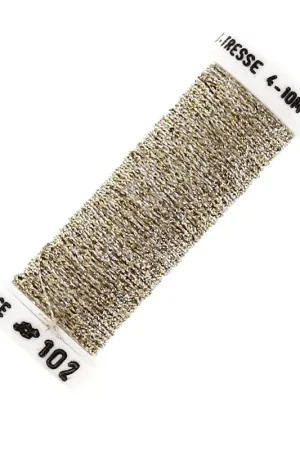 Esclusivo Fil à broder métallisé tressé 4 Au ver à soie - Doré - Argenté (102) x10m