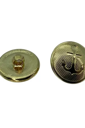Bottone in Resina Asola Tondo Oro Disegno Ancora 18 Mm Affare