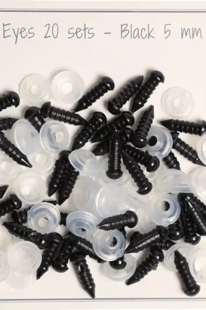 Ordina Subito Yeux de sécurité en plastique - pour peluche et amigurumi - 5 mm - Noir x20 paires