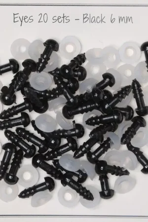 Ordina Subito Yeux de sécurité en plastique - pour peluche et amigurumi - 6 mm - Noir x20 paires