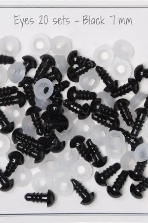Offerta Speciale Yeux de sécurité en plastique - pour peluche et amigurumi - 7 mm - Noir x20 paires