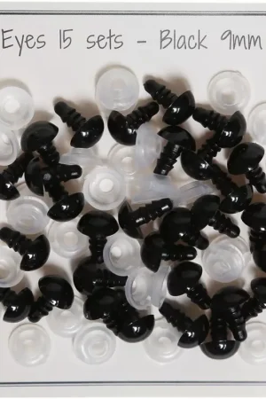 Yeux de sécurité en plastique - pour peluche et amigurumi - 9 mm - Noir x15 paires Novità