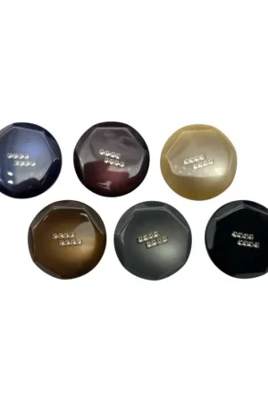 Nuova Collezione Bottone Gioiello con Strass Linea 54 - 34 mm Poliestere