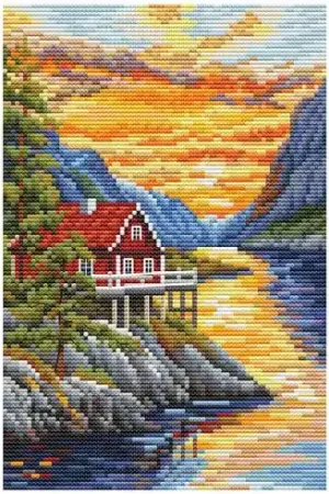 A Buon Prezzo kit ricamo a punto croce - casa sul lago - RTO