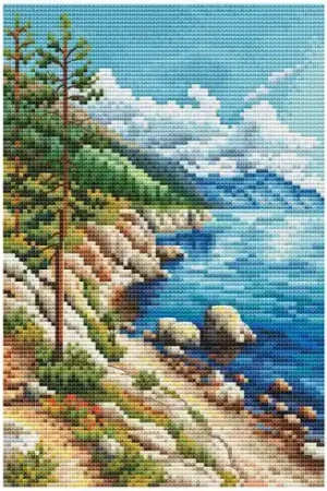 kit ricamo a punto croce - Discesa verso il lago azzurro - RTO Compra Online