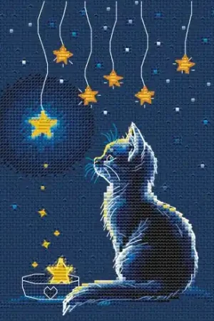 Direttamente Dal Produttore kit ricamo a punto croce - Stelle e gattino - RTO