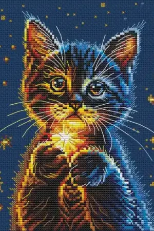 Subito Disponibile kit ricamo a punto croce - Le stelle segrete del gattino - RTO