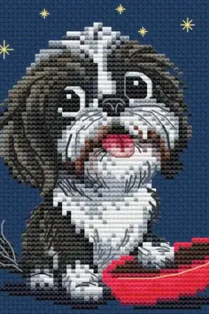 kit ricamo a punto croce - Cane e la sua ciotola - RTO Promozione