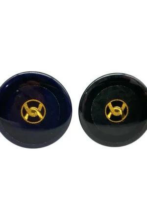 Bottone Tondo Gioiello Linea 50 Ø 34 mm Blu e Nero con Emblema Oro Compra Oggi Stesso