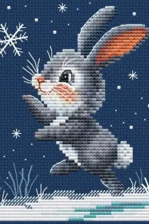 Sconto kit ricamo a punto croce - Fiocco di neve - Coniglio - RTO