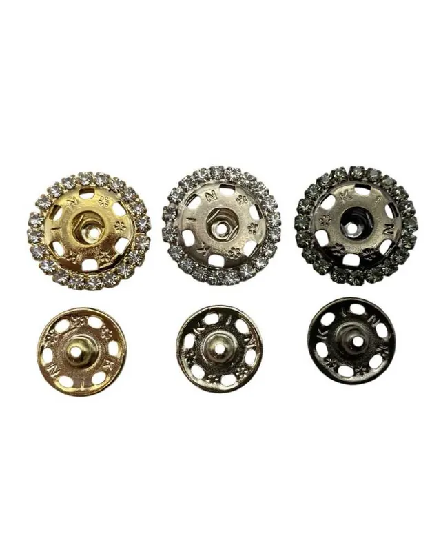 Bottone Gioiello a Pressione Automatico Linea 34 Ø 23 mm Metallo con Strass Direttamente Dal Produttore