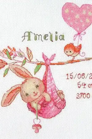 Prezzo Conveniente kit ricamo a punto croce - Ricamo nascita per bambina - Aine