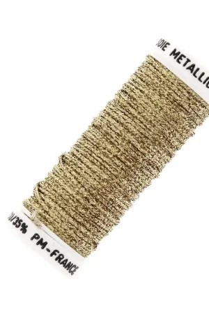 Prezzo Basso Fil à broder métallisé tressé 16 Au ver à soie pour broderie Ocre d'Or (002) x10m