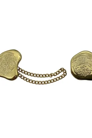 Di Tendenza Bottone Alamaro per Mozzetta Ø 38 mm Plastica Oro con Catenella Doppia da 7 cm