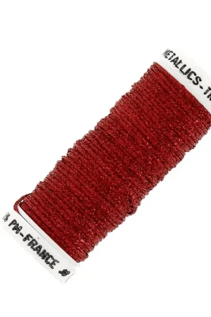 Nuova Collezione Fil à broder métallisé tressé 16 Au ver à soie pour broderie Rouge Vif (003) x10m