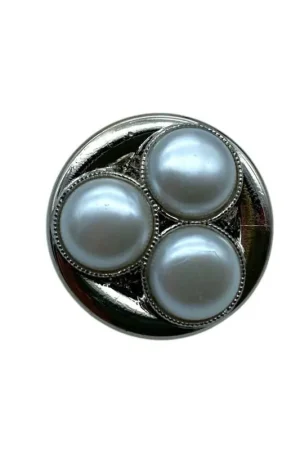 Bottone Tondo Argento con Tre Perle Linea 28 Ø 18 mm Offerta
