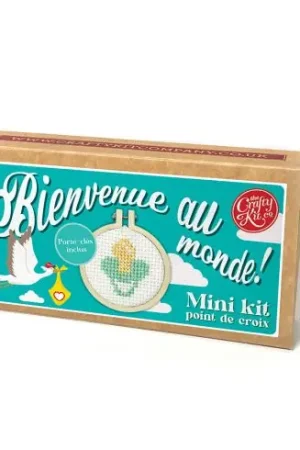 Mini kit per il punto croce - Benvenuto al mondo! Verde - The Crafty Kit Compagny Offerta