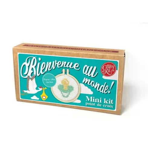 Mini kit per il punto croce - Benvenuto al mondo! Verde - The Crafty Kit Compagny Offerta