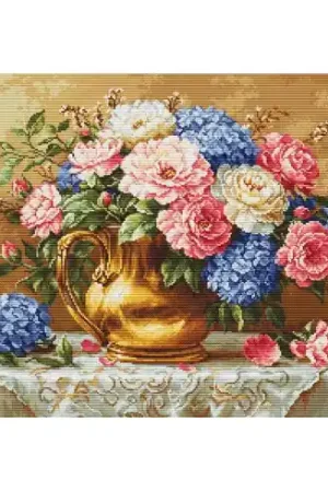 Vendita Finale kit ricamo a punto croce - Fiori dorati - Luca-S