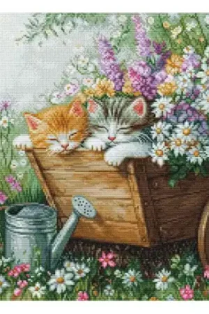 kit ricamo a punto croce - I gattini dormono - Luca-S Occasione