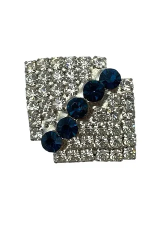Affare Bottone Goiello Bombato Strass Argento Petrolio Base Asola Acciaio 3x2 Cm