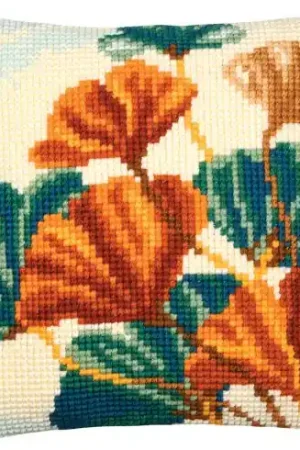 Kit cuscino fori grossi - Foglie di ginkgo - Vervaco Pagamento Sicuro