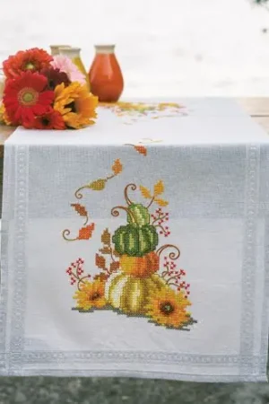 Kit runner da ricamare - Zucche e foglie - Vervaco Popolare